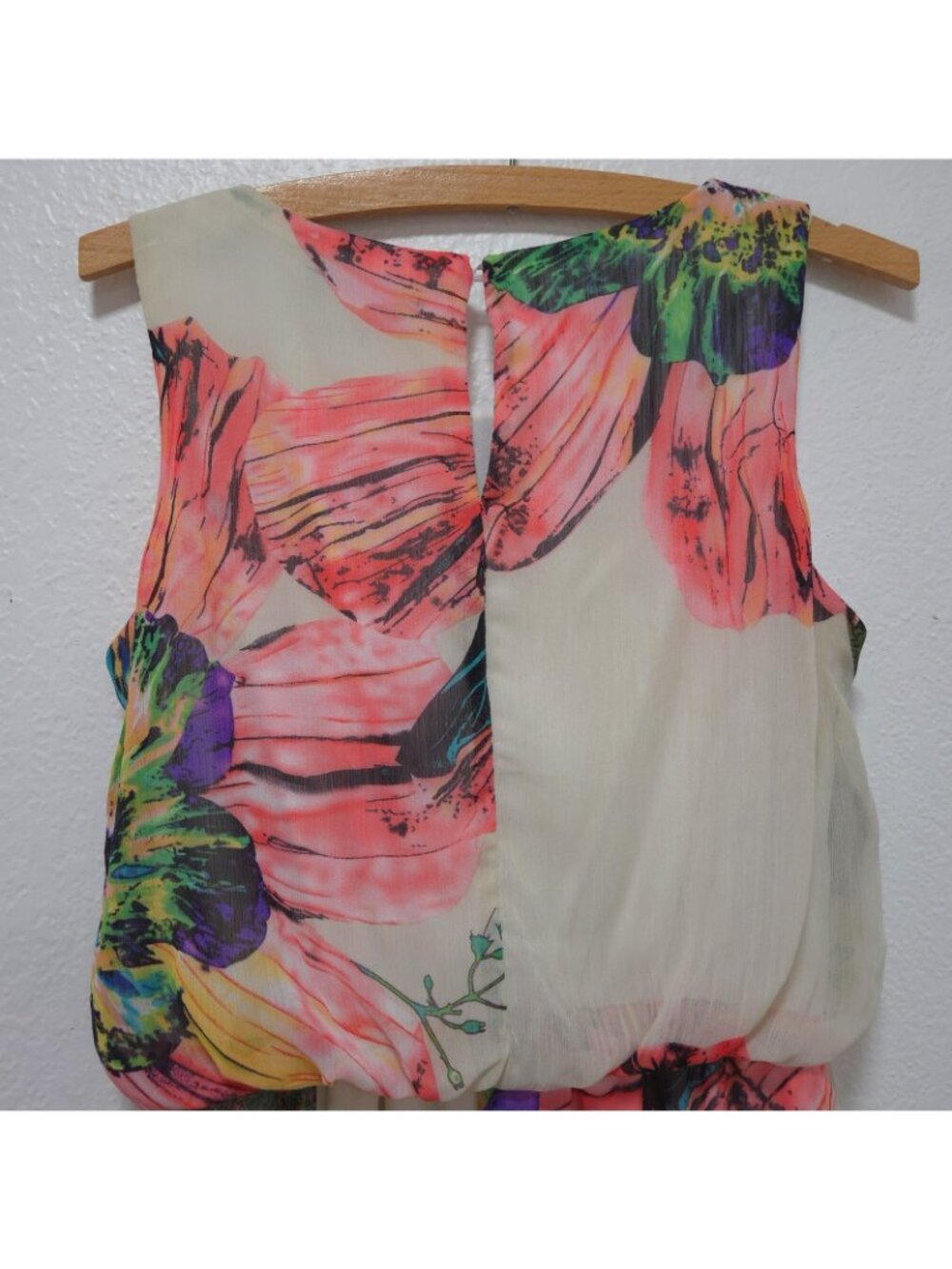 R&M Richards Women Beige Colorful Floral Maxi Elastic Waistband Dress Size 6 - Picture 10 of 15